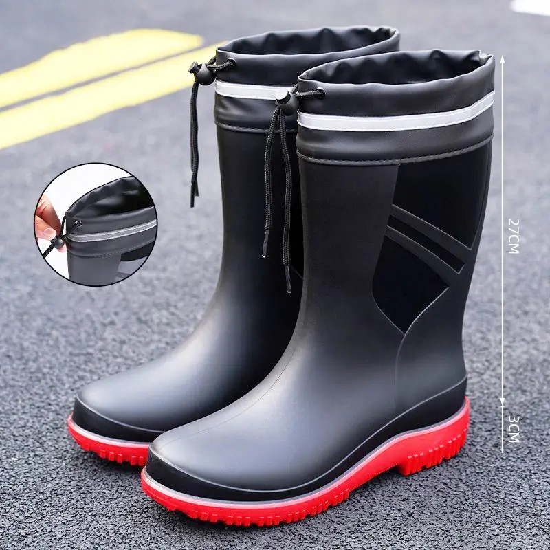 Fishing Boots - أحذية مطر رجالية أنيقة متوسطة الطول،