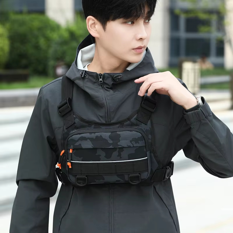Fishing Vest - حقيبة صدرية أمامية للدراجات، حقيبة ظهر