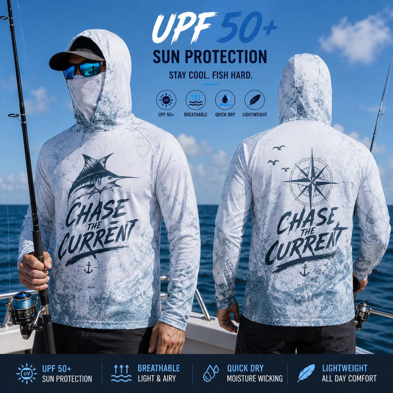 قميص صيد للرجال بأكمام طويلة م - مراجعة Fishing Hoodie وسعره